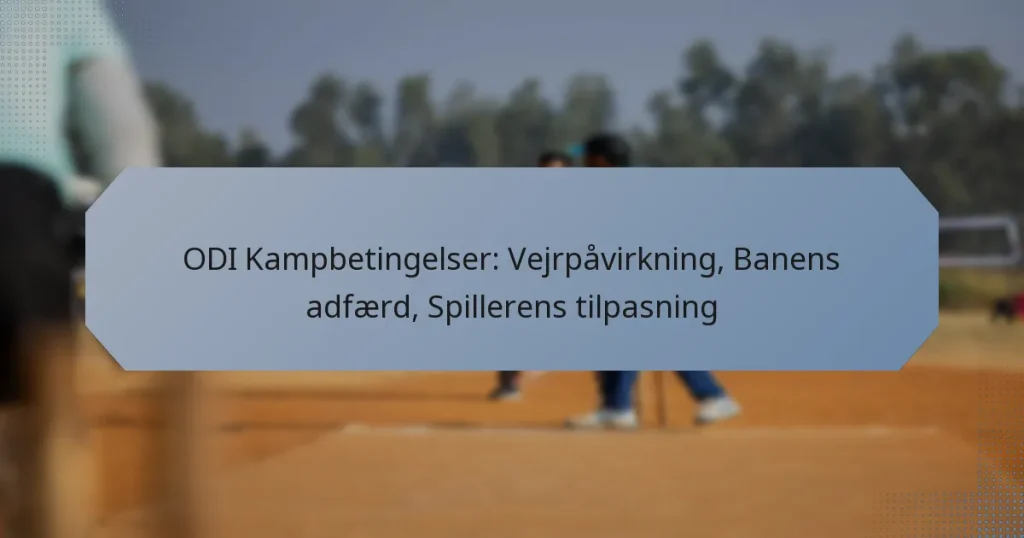 ODI Kampbetingelser: Vejrpåvirkning, Banens adfærd, Spillerens tilpasning