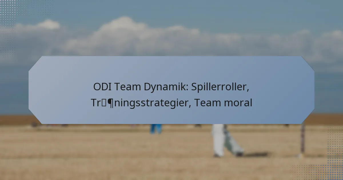 ODI Team Dynamik: Spillerroller, Træningsstrategier, Team moral
