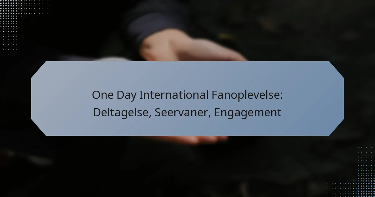One Day International Fanoplevelse: Deltagelse, Seervaner, Engagement
