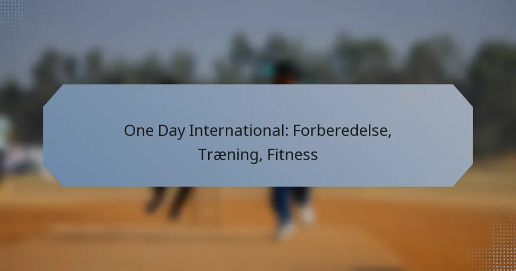 One Day International: Forberedelse, Træning, Fitness