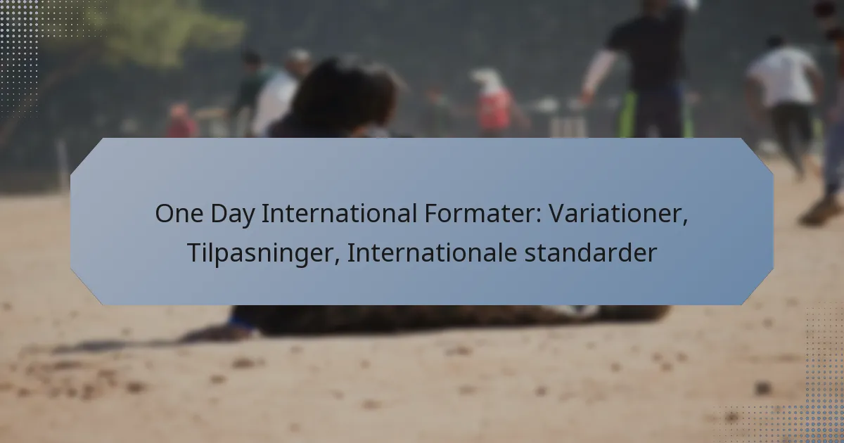 One Day International Formater: Variationer, Tilpasninger, Internationale standarder