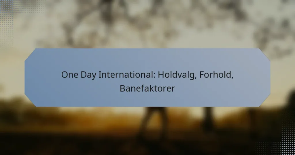 One Day International: Holdvalg, Forhold, Banefaktorer