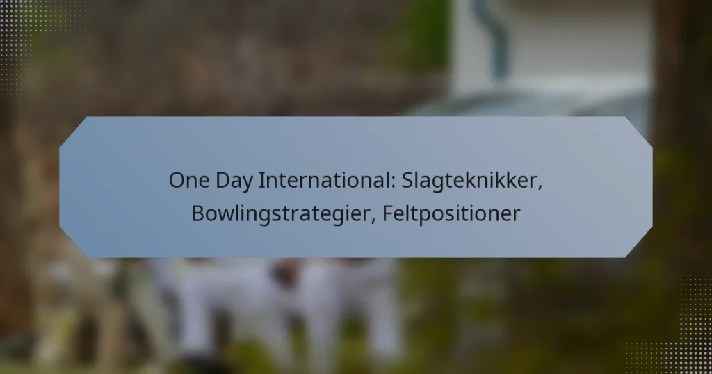 One Day International: Slagteknikker, Bowlingstrategier, Feltpositioner