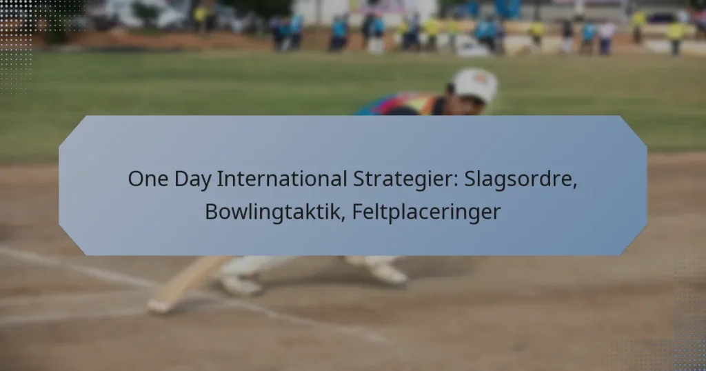 One Day International Strategier: Slagsordre, Bowlingtaktik, Feltplaceringer