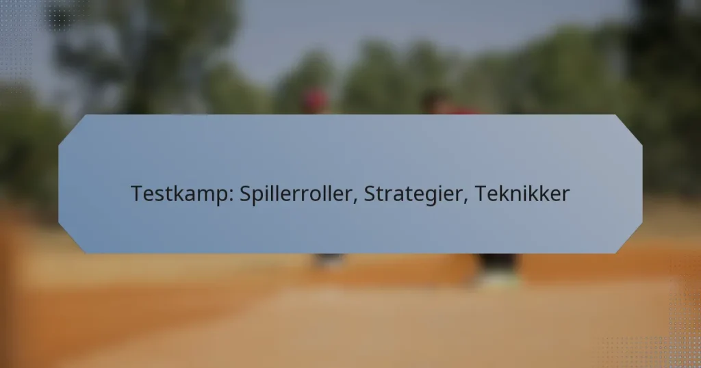 Testkamp: Spillerroller, Strategier, Teknikker