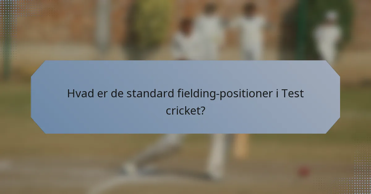 Hvad er de standard fielding-positioner i Test cricket?