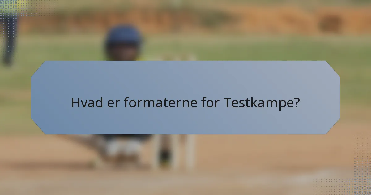 Hvad er formaterne for Testkampe?