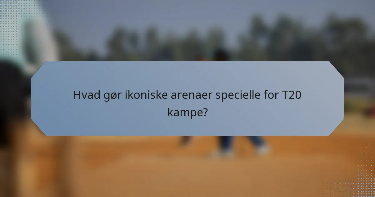 Hvad gør ikoniske arenaer specielle for T20 kampe?