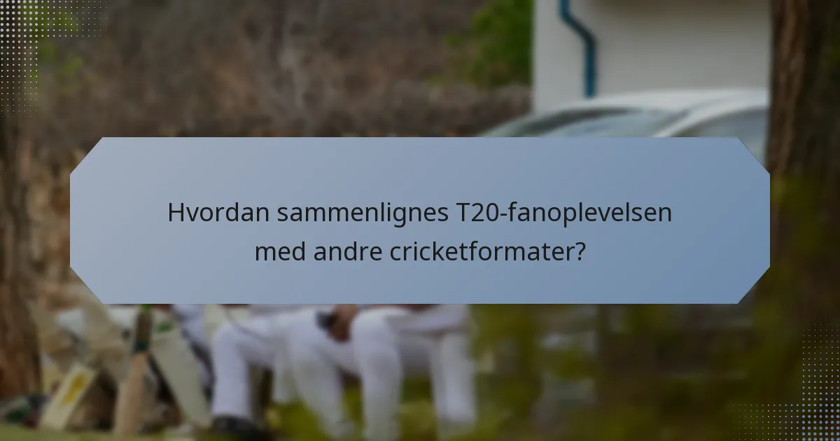 Hvordan sammenlignes T20-fanoplevelsen med andre cricketformater?