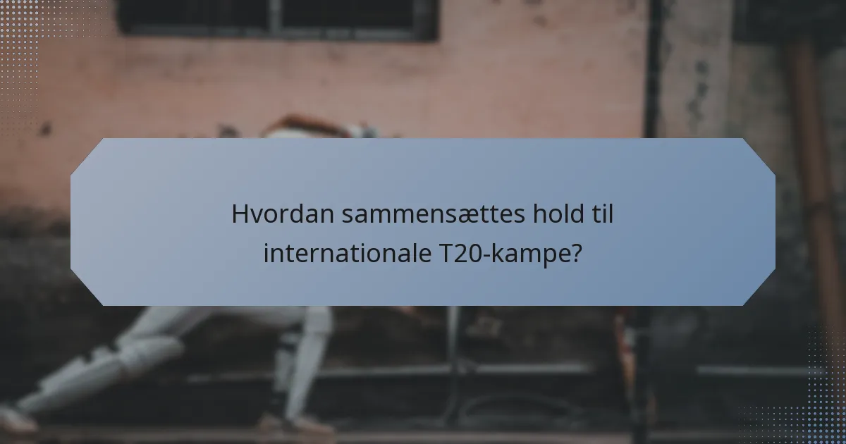 Hvordan sammensættes hold til internationale T20-kampe?